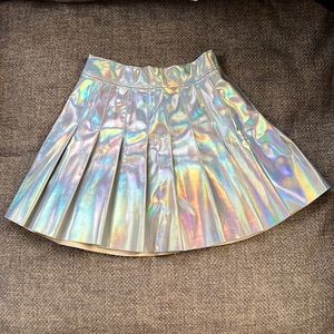 Z . Y Studio Holographic Pleated Skirt - Small